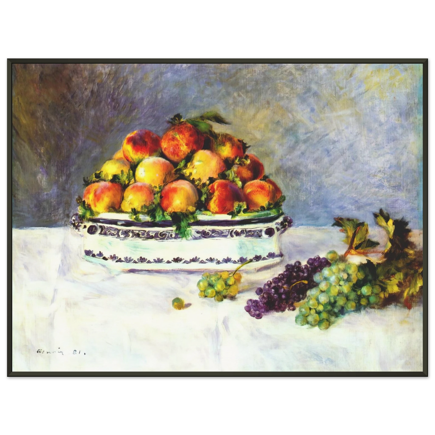 PierreAuguste Renoir  Still life with peaches and grapes Framed Art Print  - Aluminum Frame - 70x100 cm / 28x40 inches