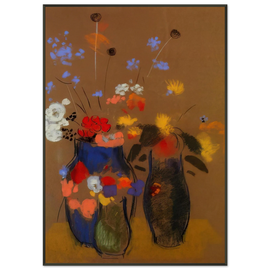 Odilon Redon  THREE VASES OF FLOWERS Framed Art Print  - Aluminum Frame - 21x29.7 cm / 8x12"