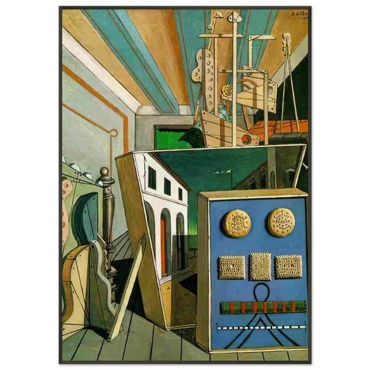 Giorgio de Chirico  METAPHYSICAL INTERIOR WITH BISCUITS 1916 Framed Art Print  - Aluminum Frame - 21x29.7 cm / 8x12"