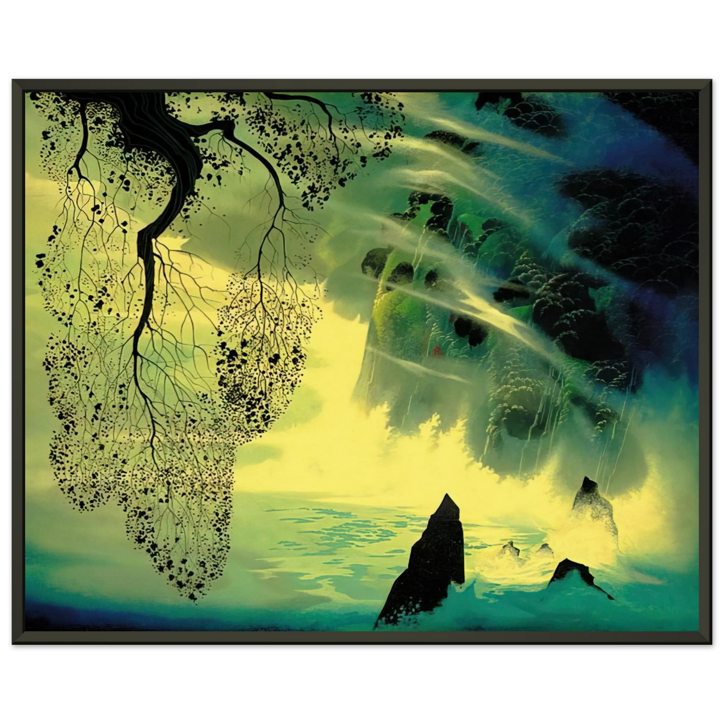 Eyvind Earle  A Swirl of Fog Framed Art Print  - Aluminum Frame - 60x80 cm / 24x32 inches