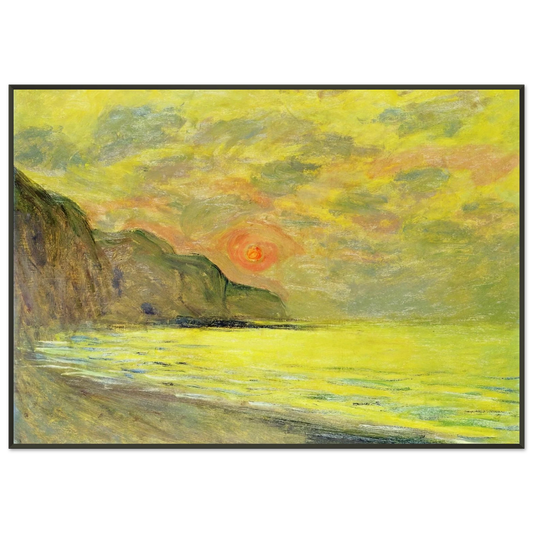 claude monet  Sunset Foggy Weather Pourville Framed Art Print  - Aluminum Frame - 21x29.7 cm / 8x12"