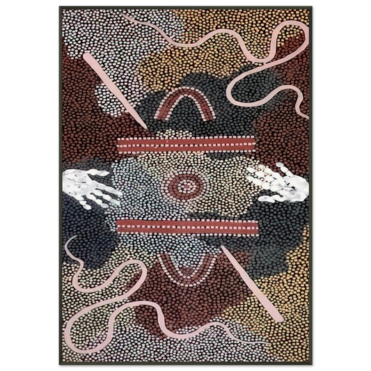 Clifford Possum Tjapaltjarri  Initiation Ceremony  1998 Framed Art Print  - Aluminum Frame - 21x29.7 cm / 8x12"