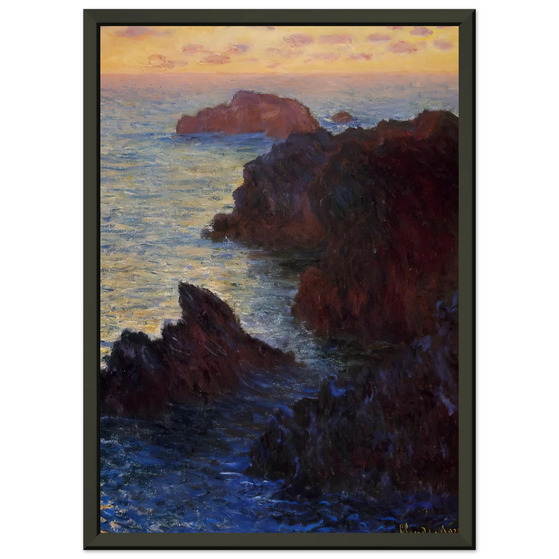 claude monet  Rocky Point at PortGoulphar Framed Art Print  - Aluminum Frame - 40x50 cm / 16x20 inches