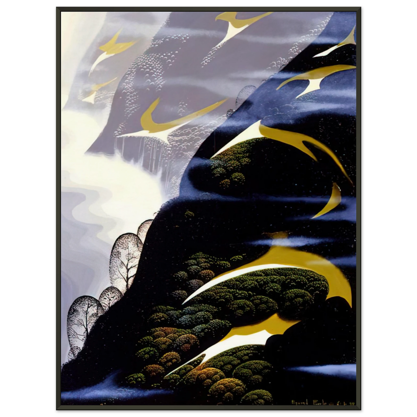 Eyvind Earle  Copy of Sea mist and Pastures Framed Art Print  - Aluminum Frame - 40x50 cm / 16x20 inches