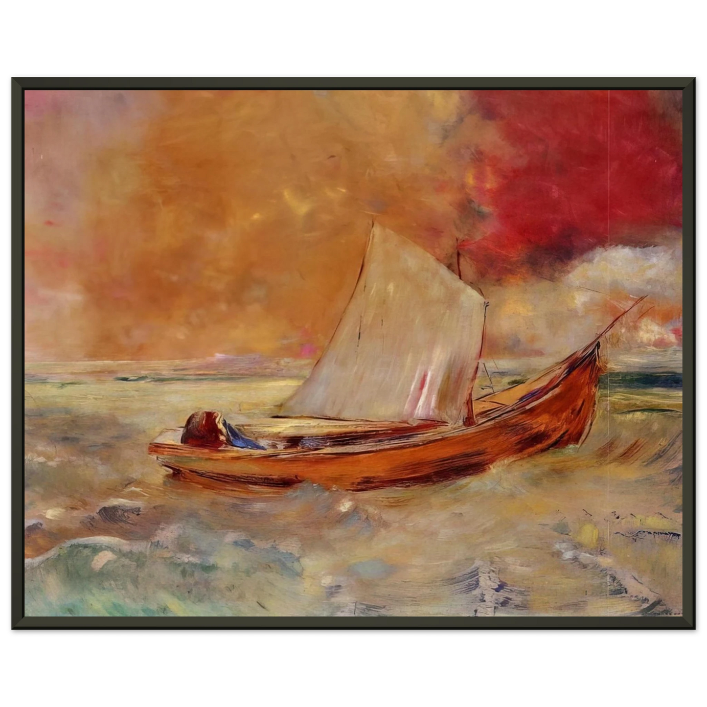 Odilon Redon  YELLOW BOAT Framed Art Print  - Aluminum Frame - 60x80 cm / 24x32 inches