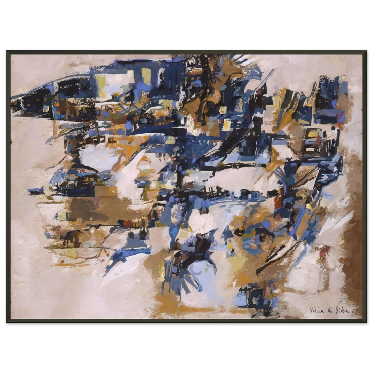 Maria Helena Vieira da Silva  Untitled  1958 Framed Art Print  - Aluminum Frame - 40x50 cm / 16x20 inches
