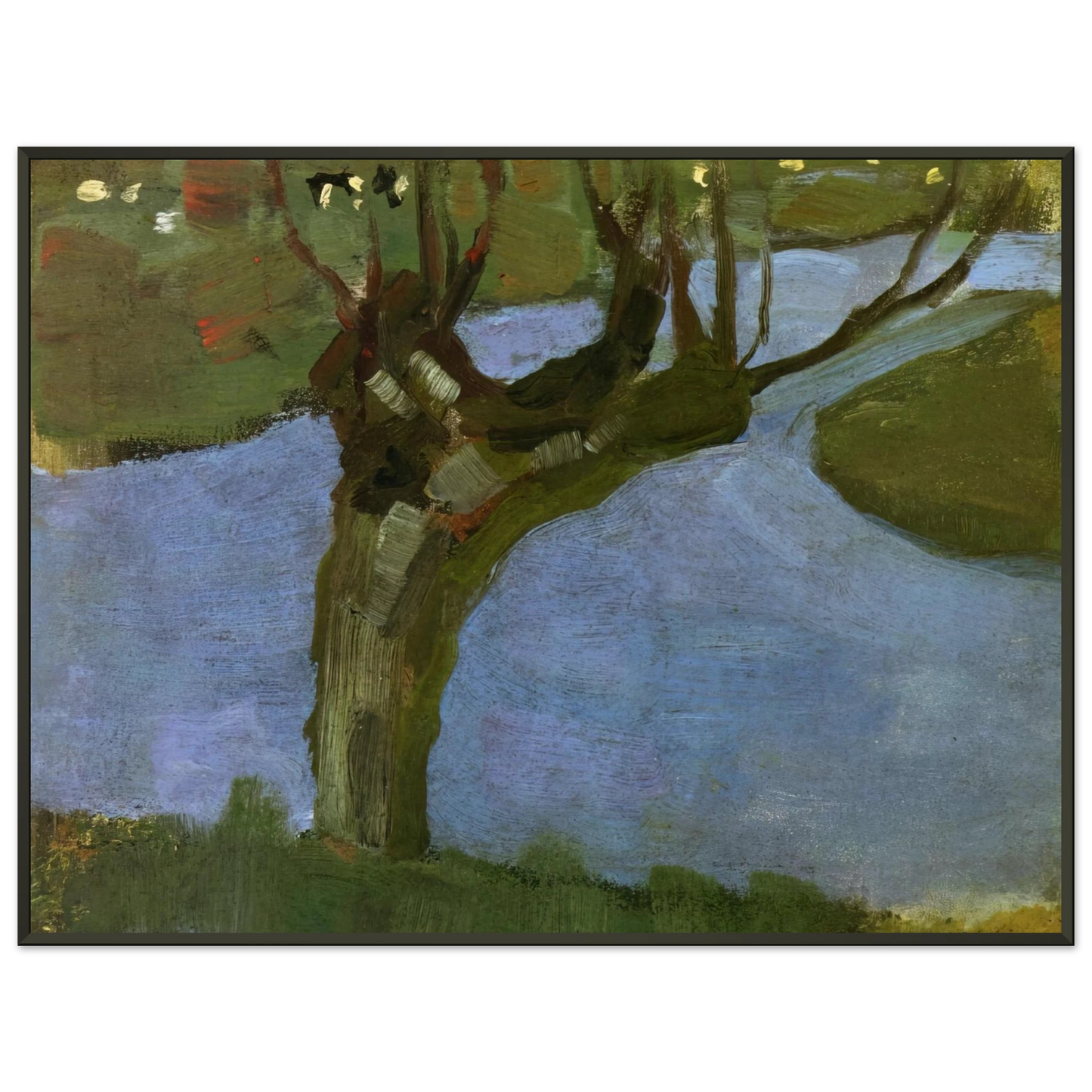 Piet Mondrian  Irrigation Ditch with Mature Willow Framed Art Print  - Aluminum Frame - 40x50 cm / 16x20 inches