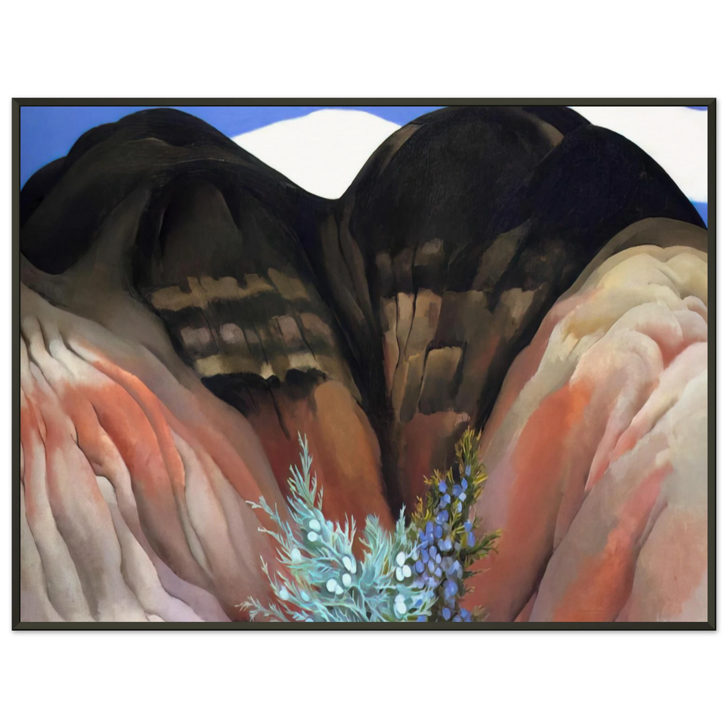 Georgia OKeeffe  Black Hills with Cedar Framed Art Print  - Aluminum Frame - 60x80 cm / 24x32 inches