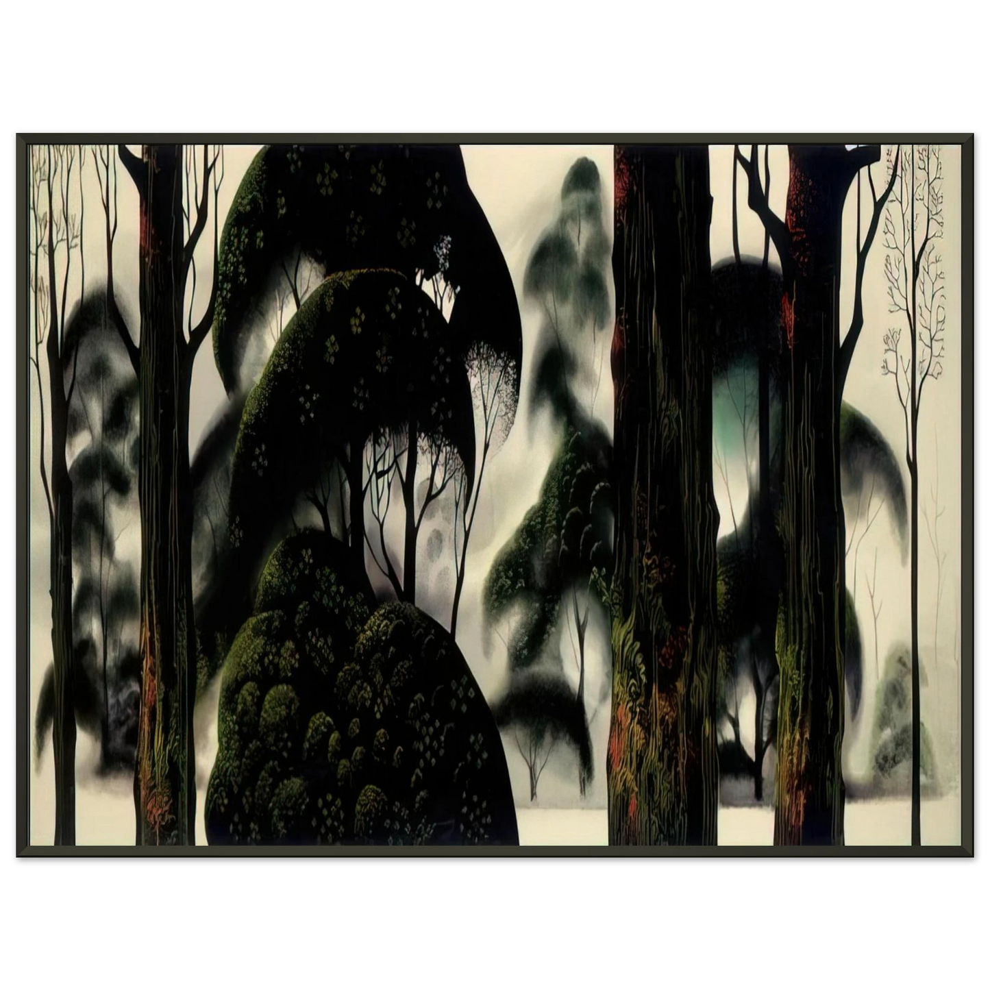 Eyvind Earle  Forest Magic Framed Art Print  - Aluminum Frame - 60x80 cm / 24x32 inches