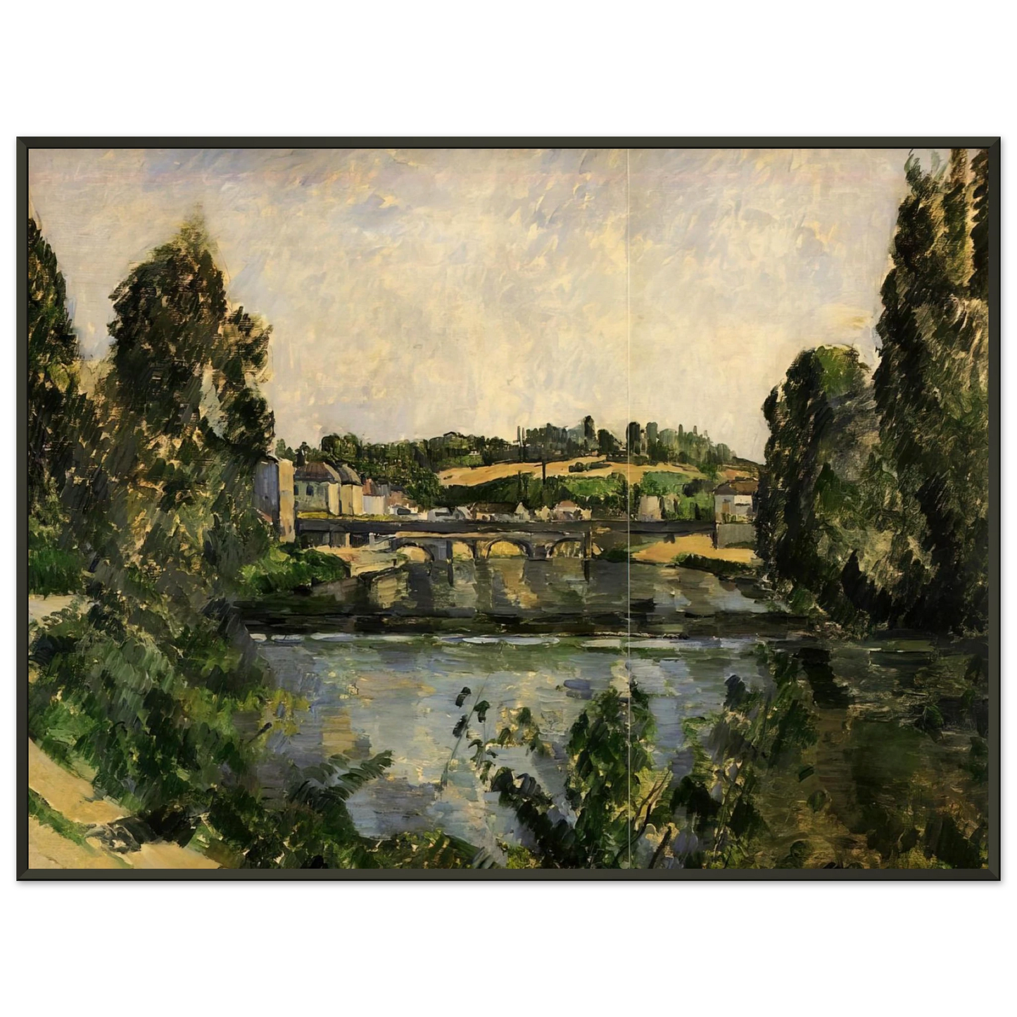 Paul Cezanne  Bridge and Waterfall at Pontoise Framed Art Print  - Aluminum Frame - 70x100 cm / 28x40 inches