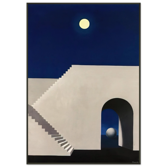 Rene Magritte  ARCHITECTURE AU CLAIR DE LUNE 1956 Framed Art Print  - Aluminum Frame - 21x29.7 cm / 8x12"
