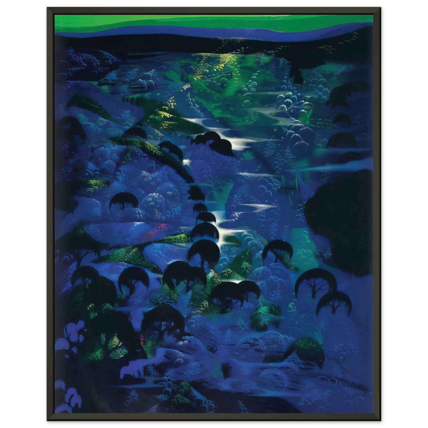 Eyvind Earle  Beneath an Emerald Sky Framed Art Print  - Aluminum Frame - 60x80 cm / 24x32 inches