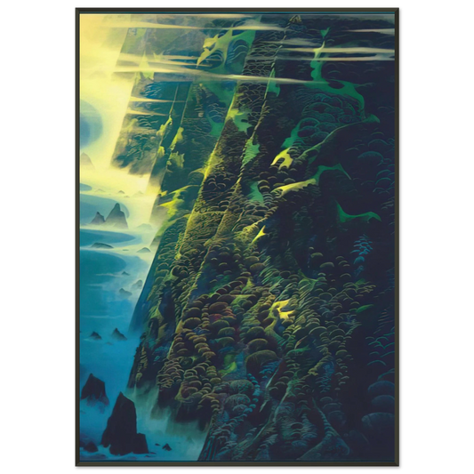 Eyvind Earle  Jeweled Cliffs Framed Art Print  - Aluminum Frame - 21x29.7 cm / 8x12"