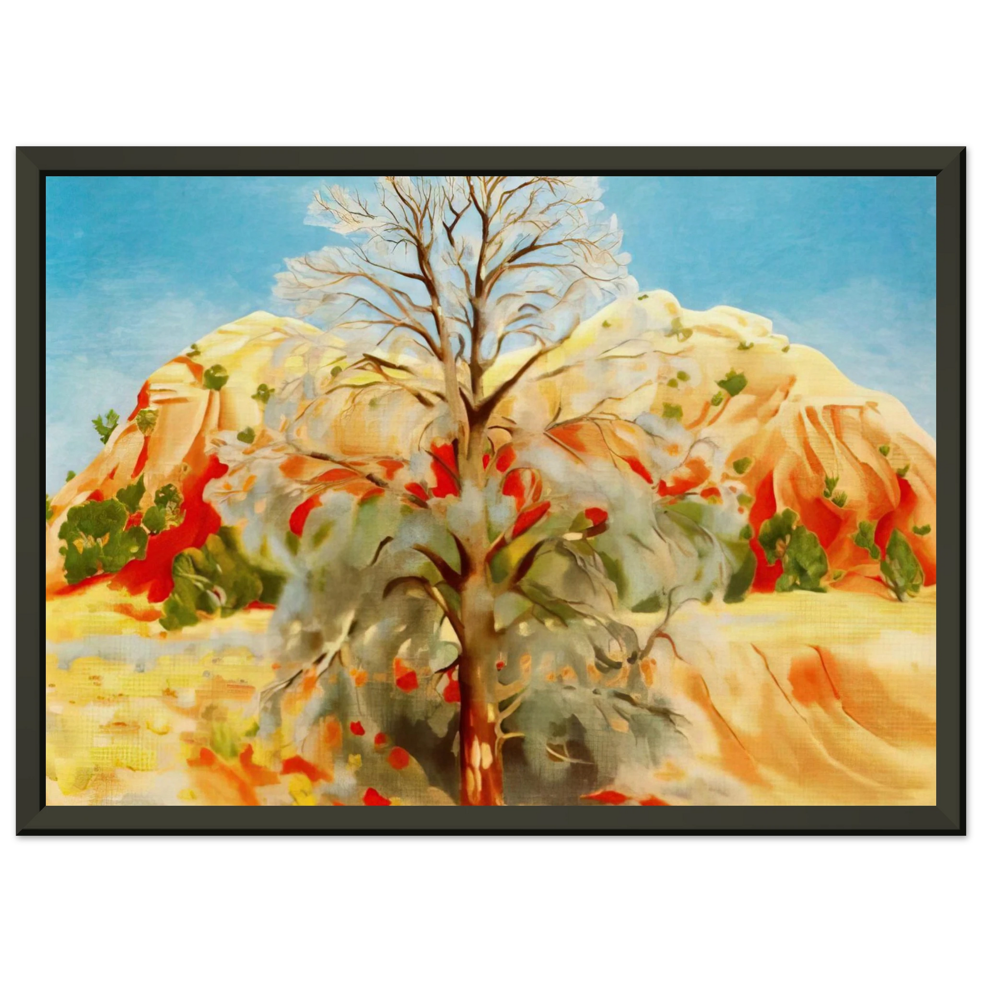 Georgia OKeeffe  Dead Tree with Pink Hill Framed Art Print  - Aluminum Frame - 70x100 cm / 28x40 inches