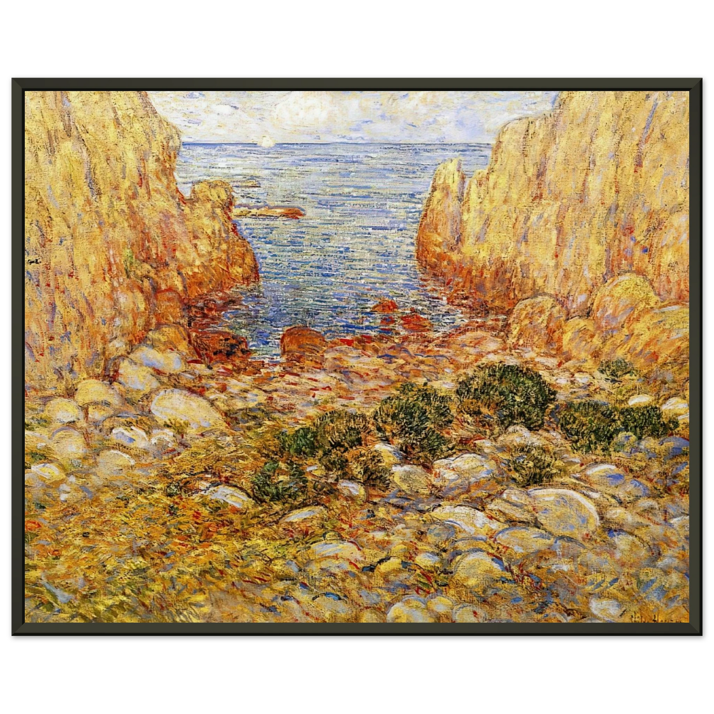 Childe Hassam  The Gorge  Appledore Isles of Shoals Framed Art Print  - Aluminum Frame - 70x100 cm / 28x40 inches