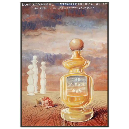 Rene Magritte  SOIR D ORAGE STRANGE PERFUME BY MEM Framed Art Print  - Aluminum Frame - 21x29.7 cm / 8x12"