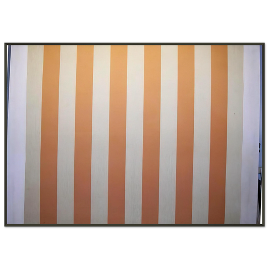 Daniel Buren  Peinture acrylique blanche sur tissu raye blanc et orange  1967 Framed Art Print  - Aluminum Frame - 21x29.7 cm / 8x12"
