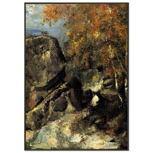 Paul Cezanne  Rock in the Forest of Fontainbleau Framed Art Print  - Aluminum Frame - 21x29.7 cm / 8x12"