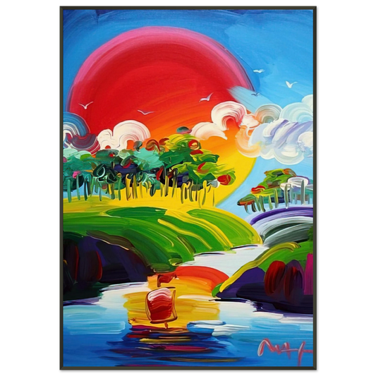 Peter Max  WITHOUT BORDERS 2011 Framed Art Print  - Aluminum Frame - 21x29.7 cm / 8x12"
