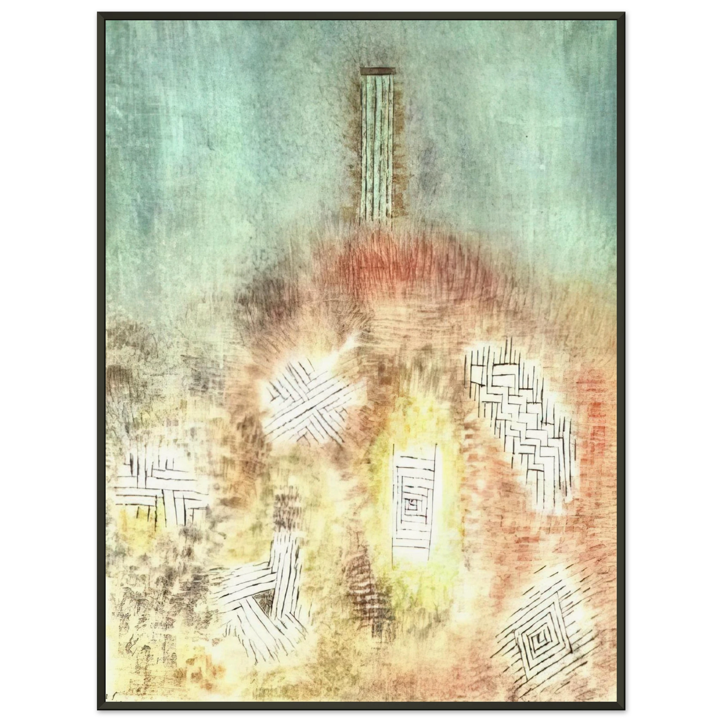 Paul Klee  THE COLUMN 1926 Framed Art Print  - Aluminum Frame - 70x100 cm / 28x40 inches