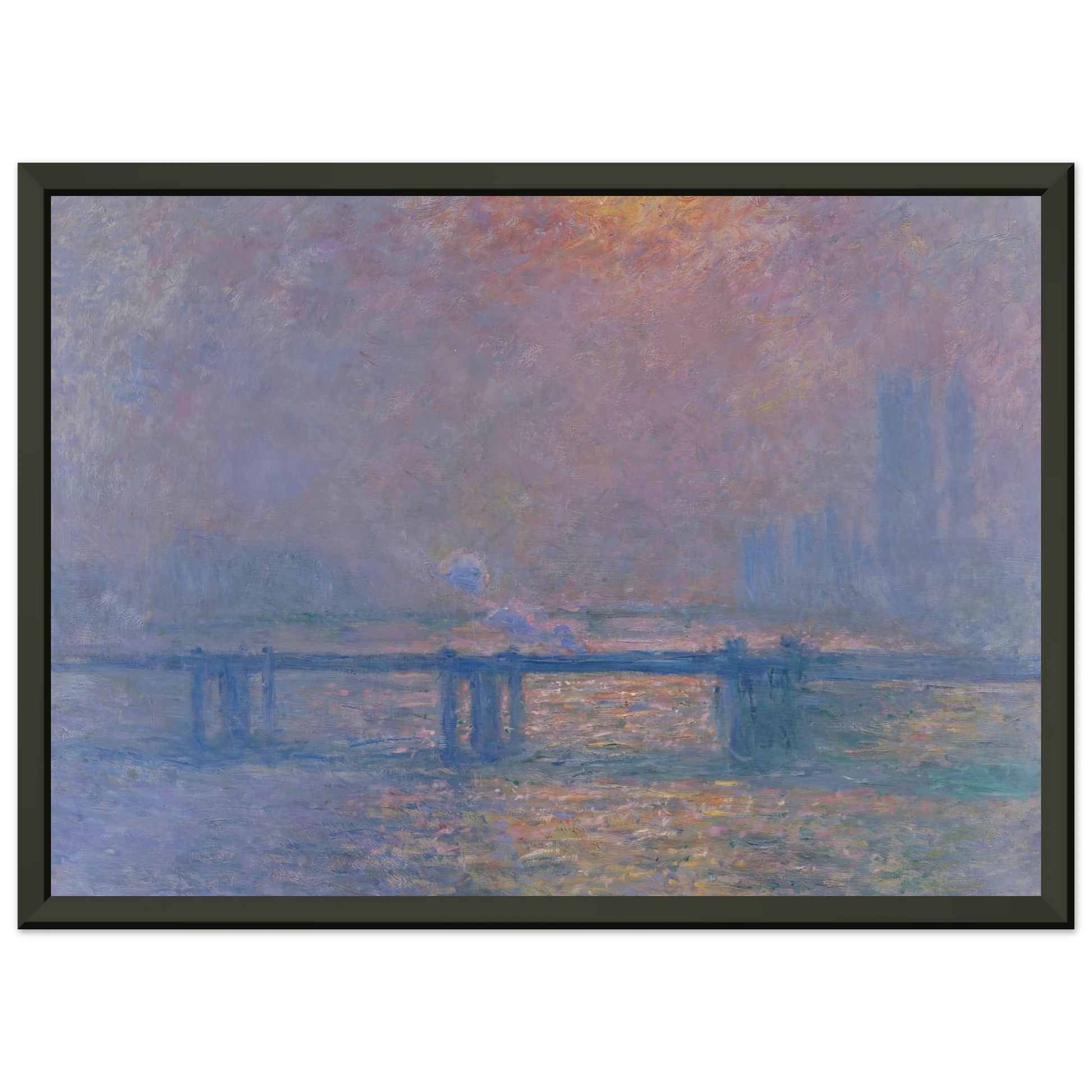 claude monet  Charing Cross Bridge The Thames Framed Art Print  - Aluminum Frame - 40x50 cm / 16x20 inches