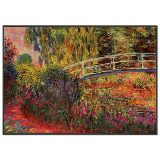 claude monet  The Japanese Bridge The WaterLily Pond Water Irises Framed Art Print  - Aluminum Frame - 21x29.7 cm / 8x12"
