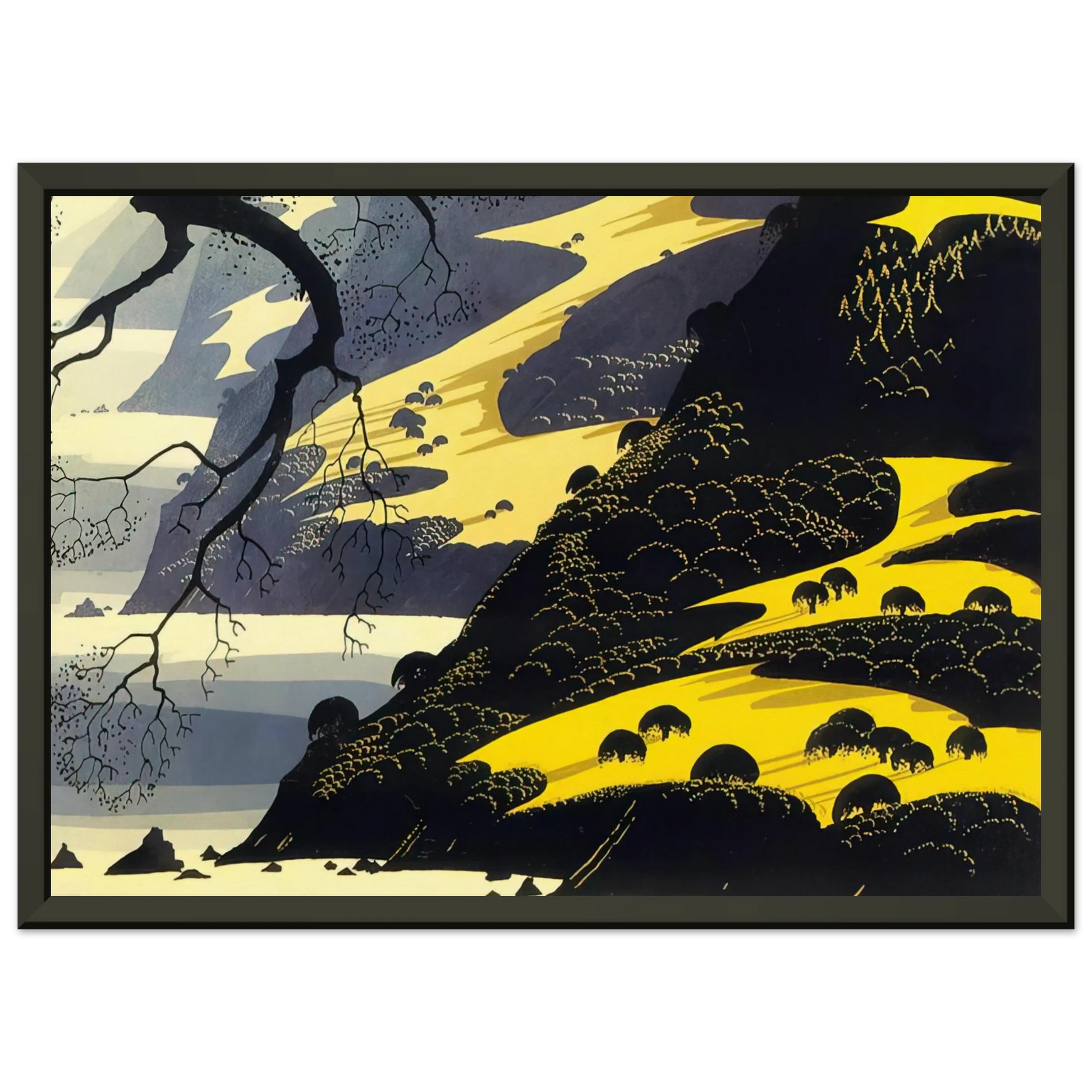 Eyvind Earle  Coastal Fog Framed Art Print  - Aluminum Frame - 70x100 cm / 28x40 inches
