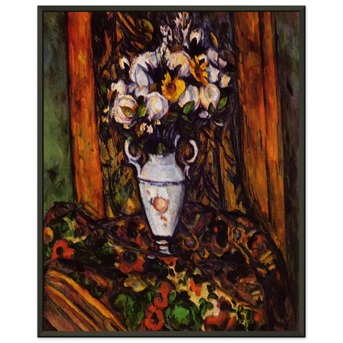 Paul Cezanne  Still Life Vase with Flowers Framed Art Print  - Aluminum Frame - 60x80 cm / 24x32 inches