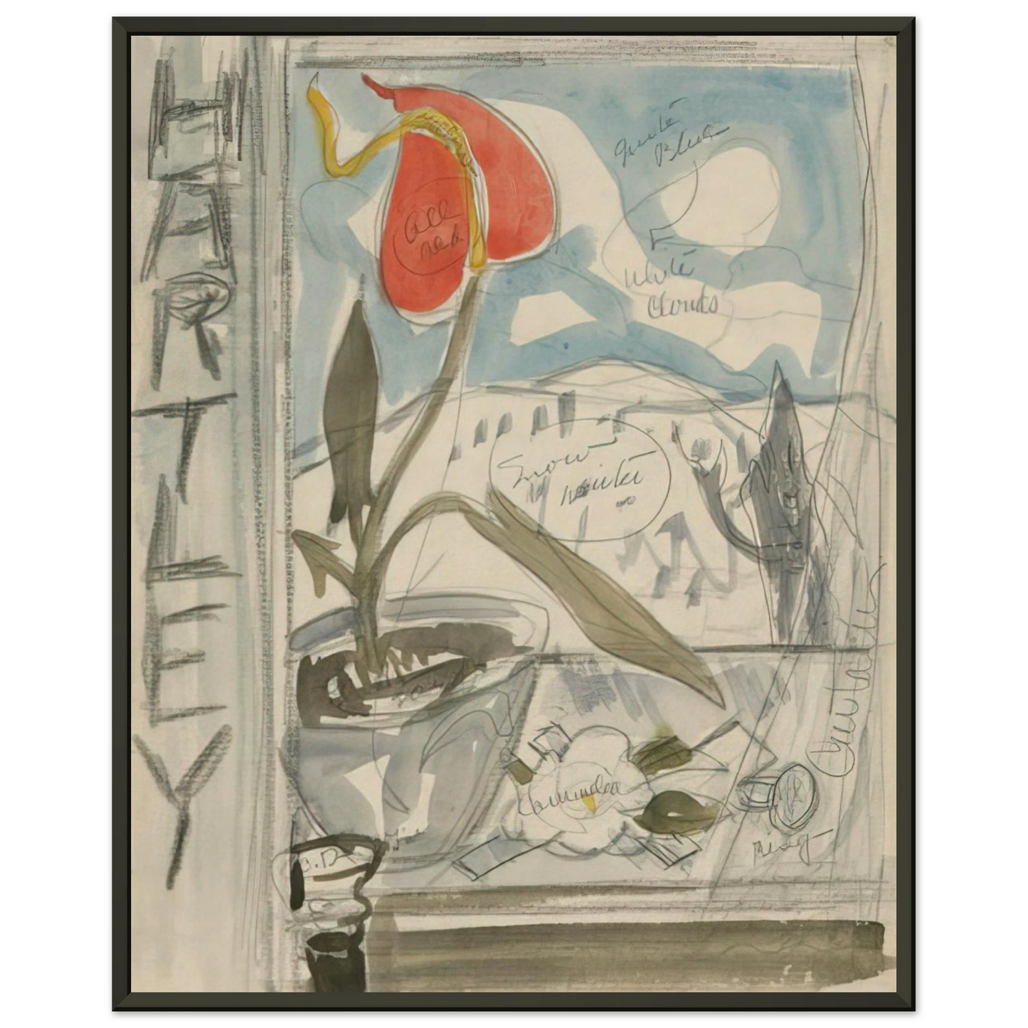 Charles Demuth  Study for Poster Portrait Marsden Hartley  1924 Framed Art Print  - Aluminum Frame - 70x100 cm / 28x40 inches