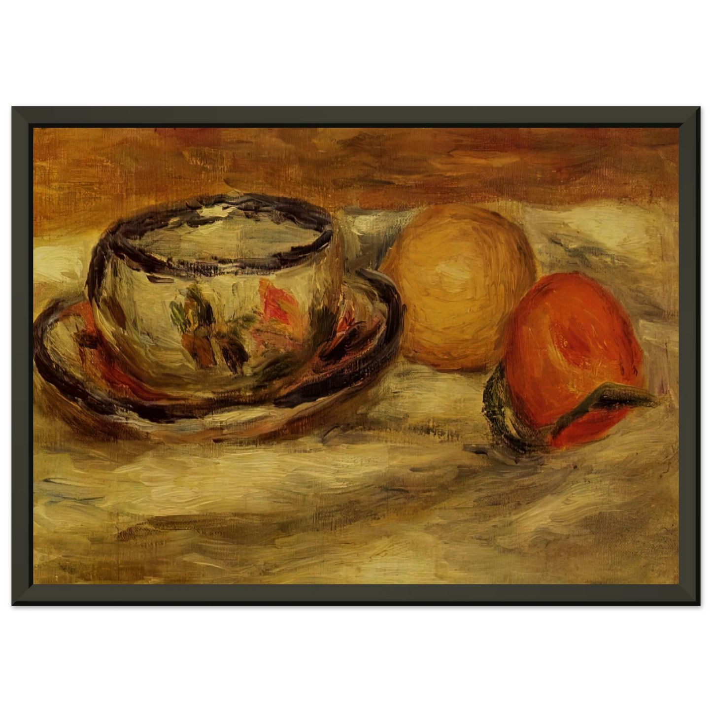 PierreAuguste Renoir  Cup Lemon and Tomato Framed Art Print  - Aluminum Frame - 40x50 cm / 16x20 inches