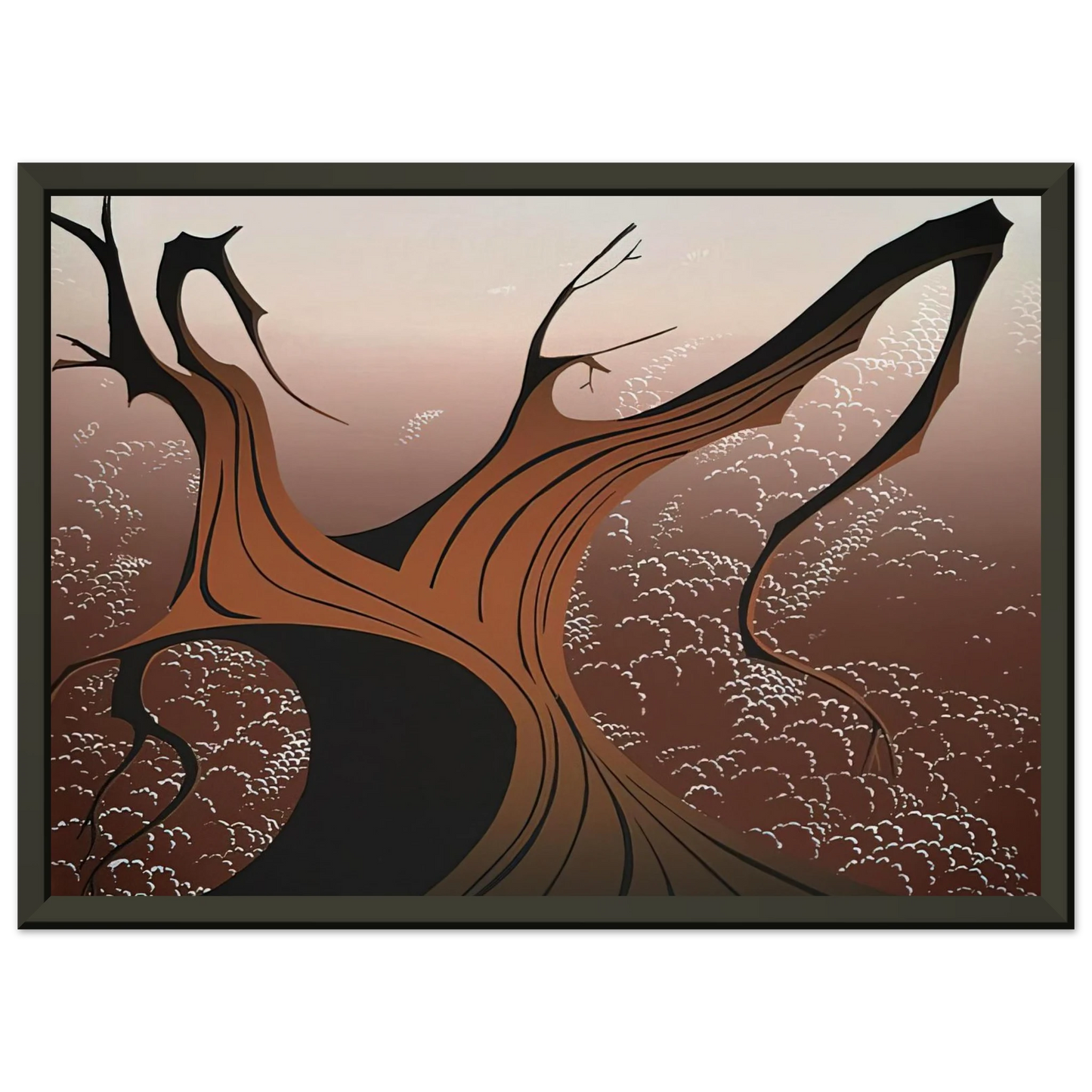 Eyvind Earle  Brown Tree Framed Art Print  - Aluminum Frame - 40x50 cm / 16x20 inches