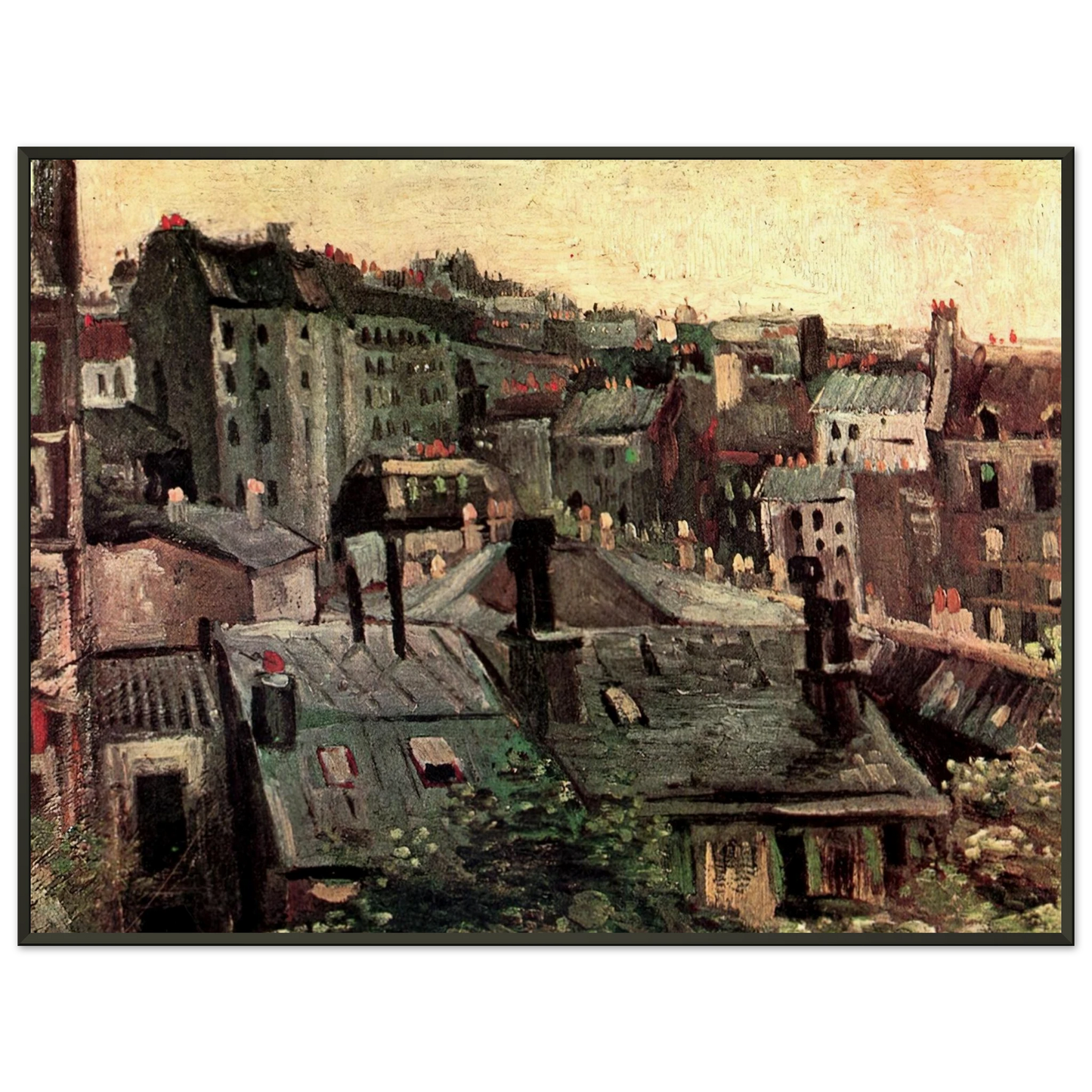 Vincent van Gogh  View of Roofs and Backs of Houses Framed Art Print  - Aluminum Frame - 40x50 cm / 16x20 inches