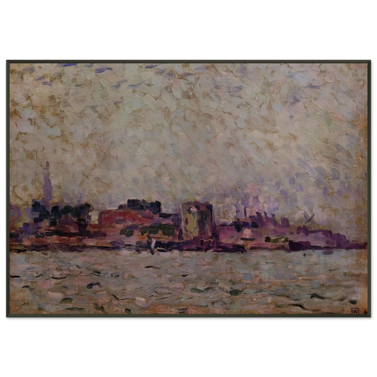 Theo van Rysselberghe  MORNING FOG OVER THE PORT OF VEER HOLLAND 1906 Framed Art Print  - Aluminum Frame - 21x29.7 cm / 8x12"