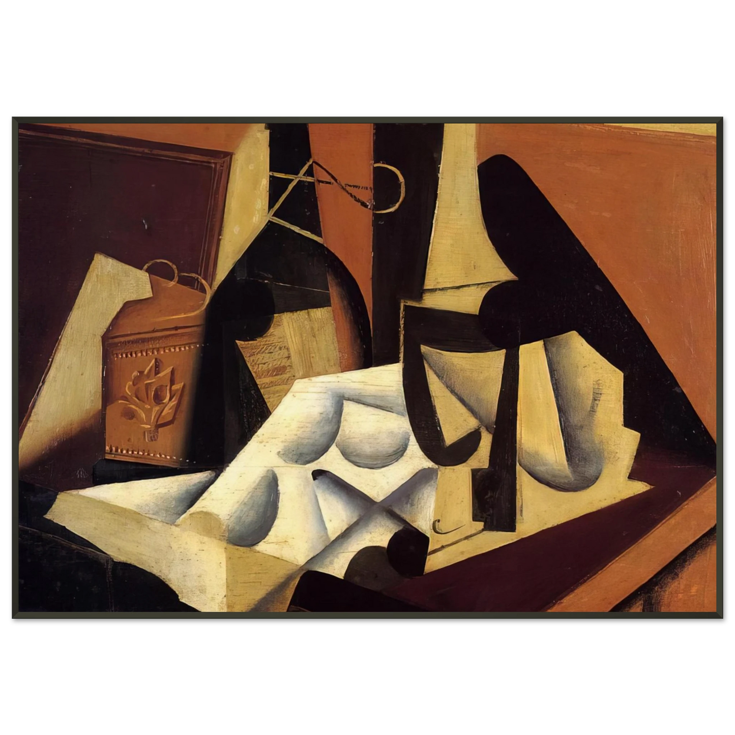 Juan Gris  STILL LIFE WITH WHITE TABLECLOTH 1916 Framed Art Print  - Aluminum Frame - 21x29.7 cm / 8x12"