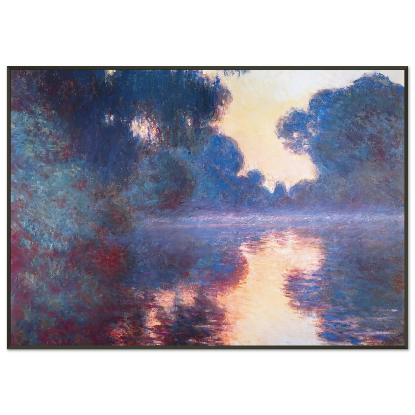 claude monet  Misty Morning on the Seine in Bue Framed Art Print  - Aluminum Frame - 21x29.7 cm / 8x12"