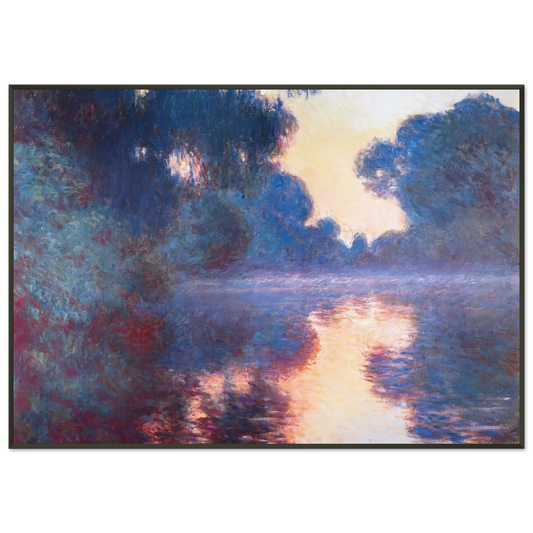claude monet  Misty Morning on the Seine in Bue Framed Art Print  - Aluminum Frame - 21x29.7 cm / 8x12"
