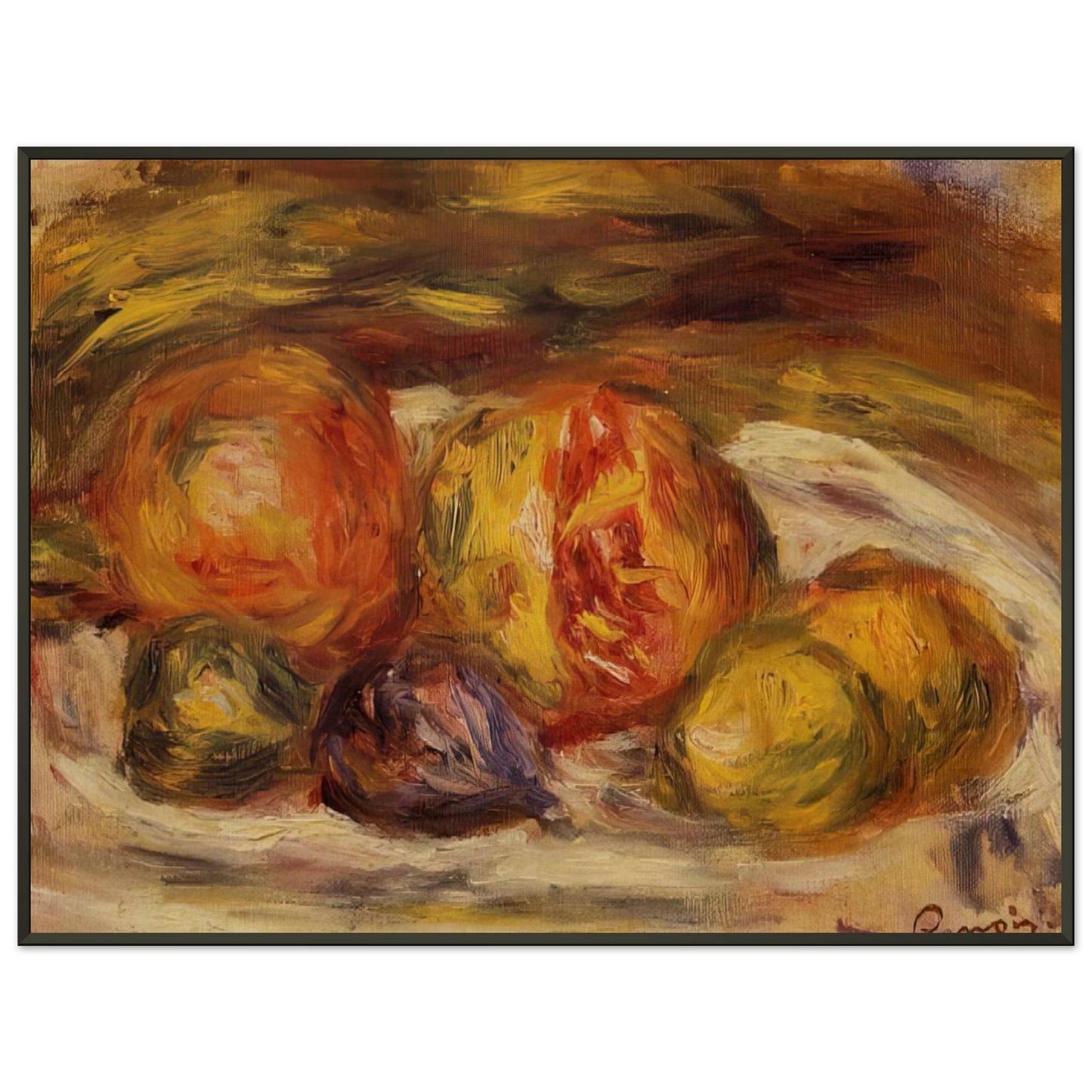PierreAuguste Renoir  Still Life Pomegranate Figs and Apples Framed Art Print  - Aluminum Frame - 40x50 cm / 16x20 inches