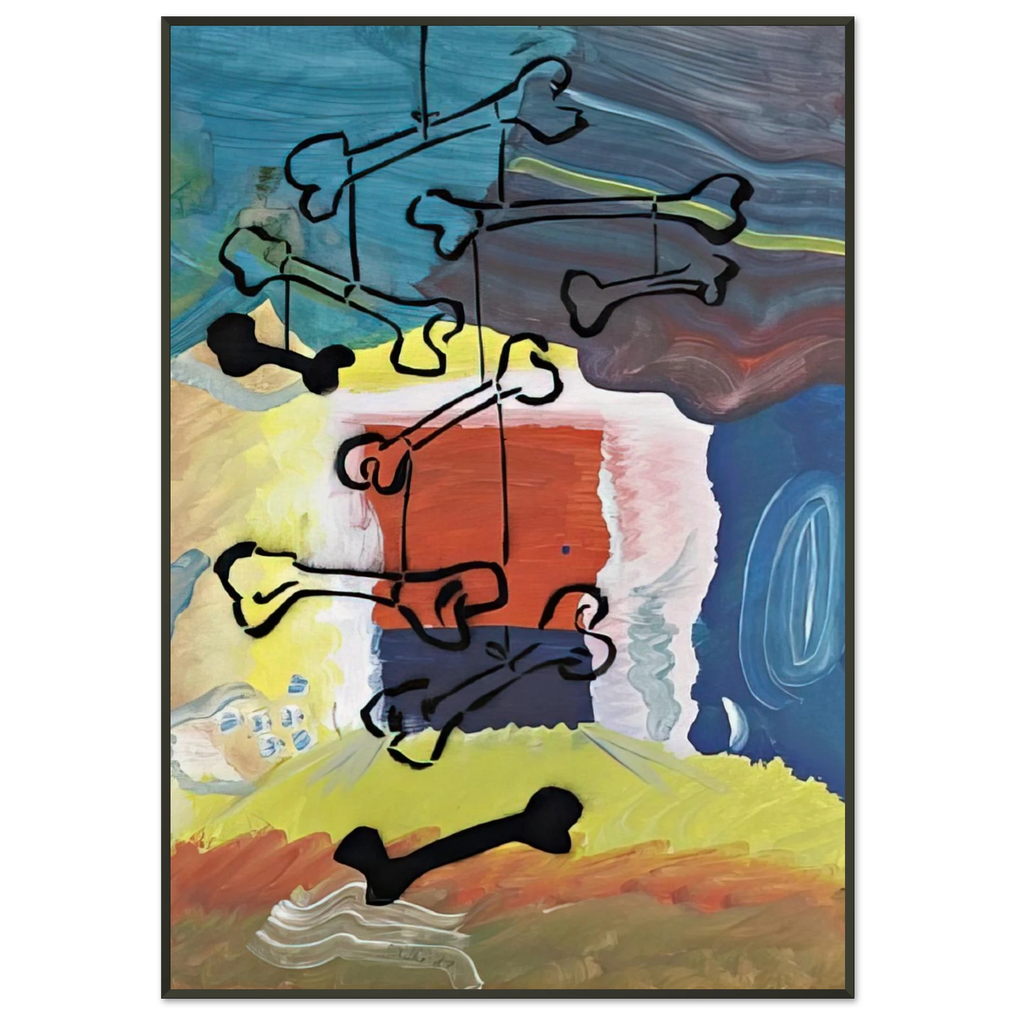 Sigmar Polke  KNOCHEN MOBILE 1981 Framed Art Print  - Aluminum Frame - 21x29.7 cm / 8x12"