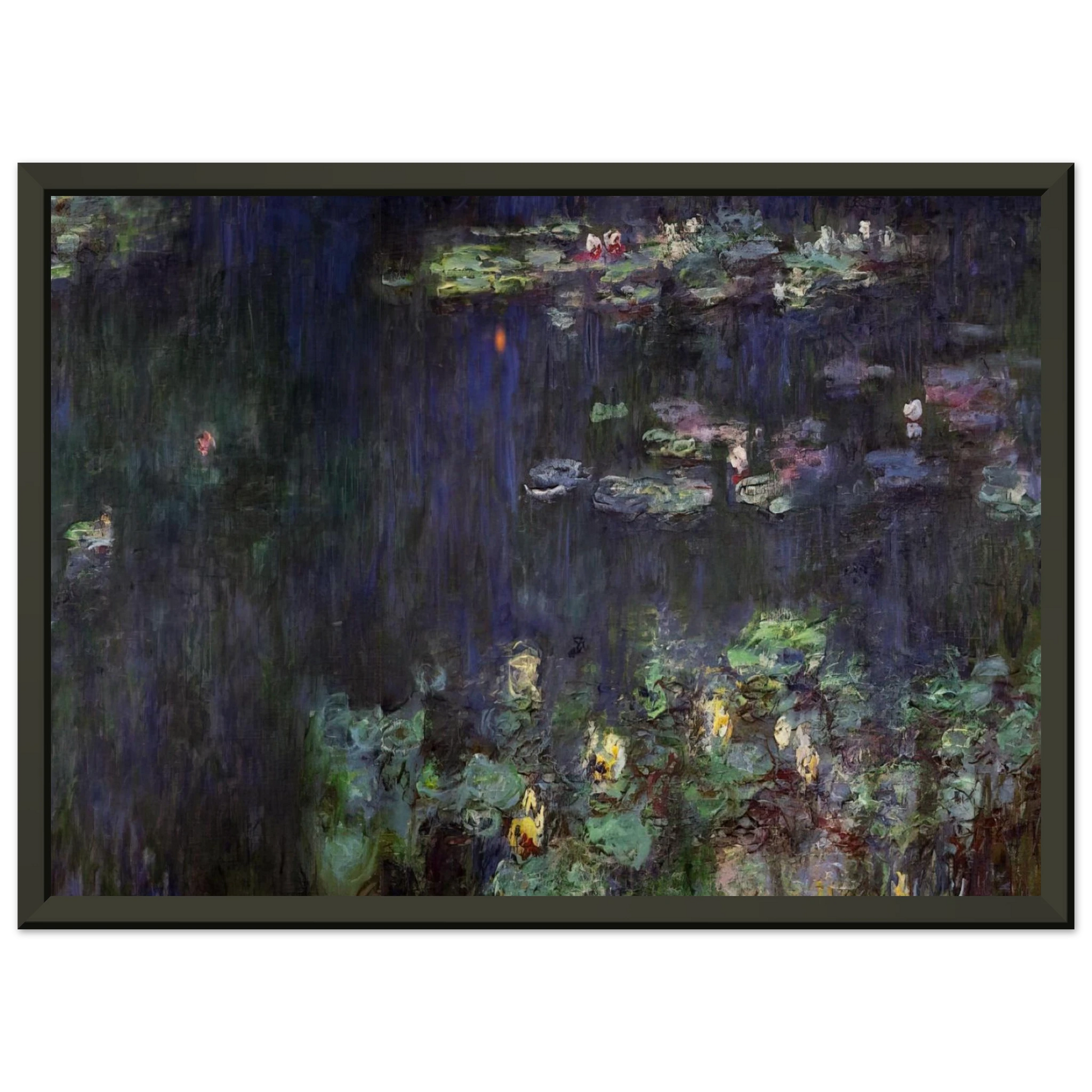 claude monet  Water Lilies Green Reflection right half Framed Art Print  - Aluminum Frame - 40x50 cm / 16x20 inches