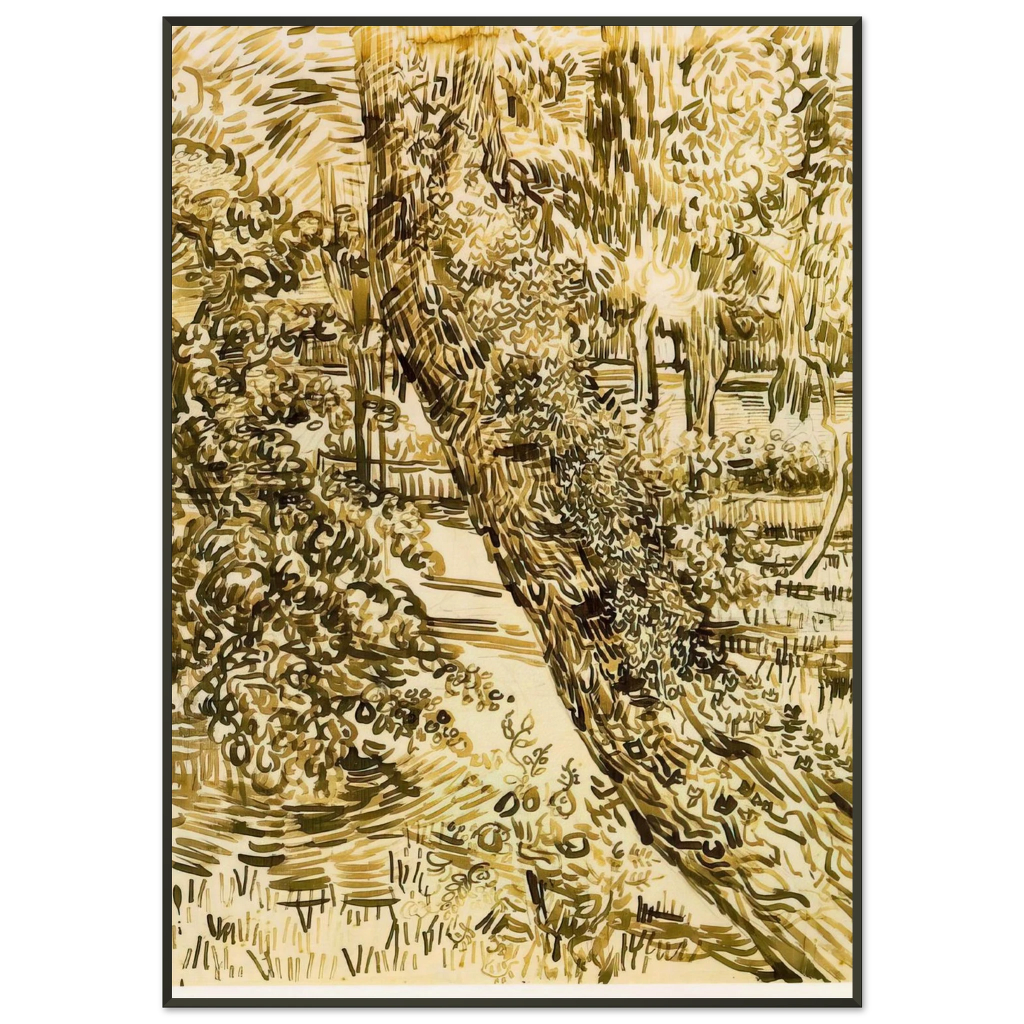 Vincent van Gogh  Tree with Ivy in the Asylum Garden Framed Art Print  - Aluminum Frame - 21x29.7 cm / 8x12"