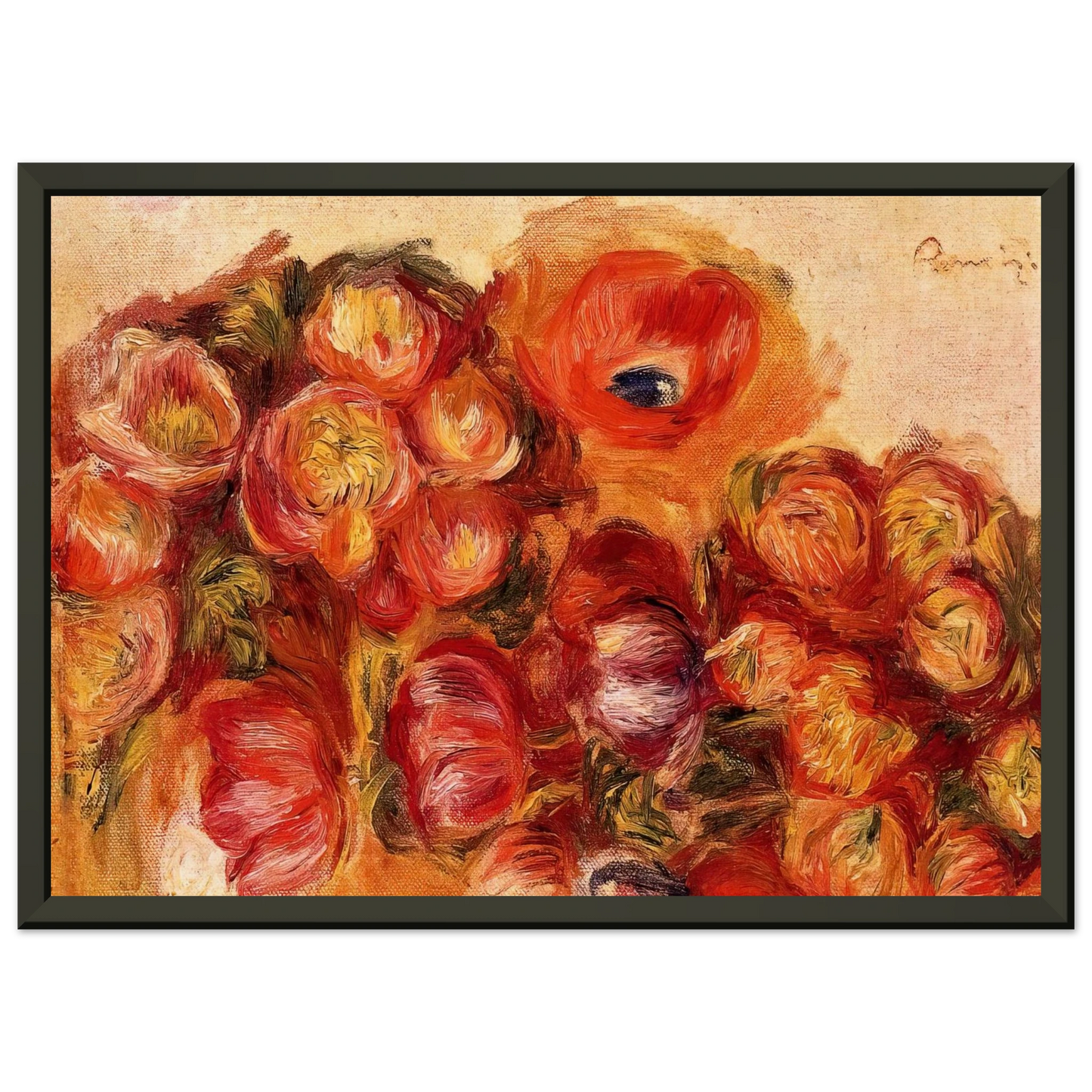 PierreAuguste Renoir  Study of Flowers Anemones and Tulips Framed Art Print  - Aluminum Frame - 70x100 cm / 28x40 inches