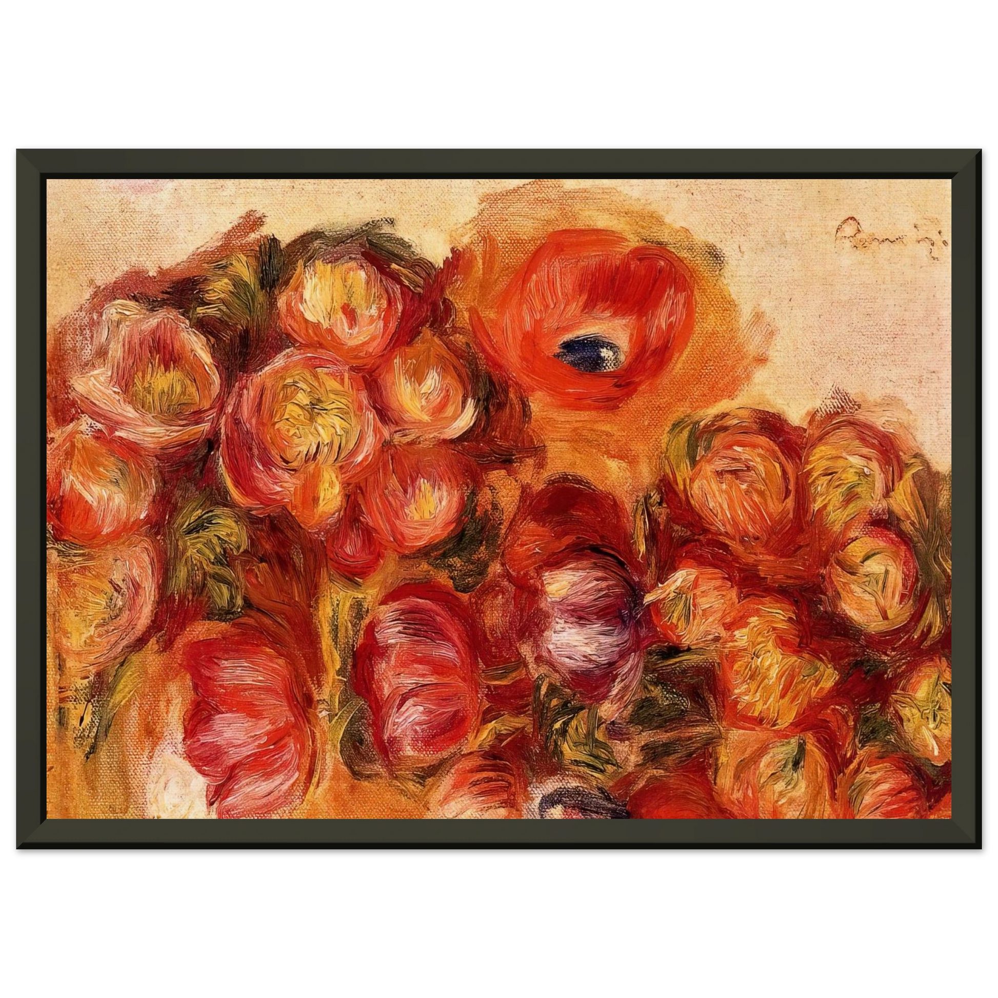 PierreAuguste Renoir  Study of Flowers Anemones and Tulips Framed Art Print  - Aluminum Frame - 70x100 cm / 28x40 inches