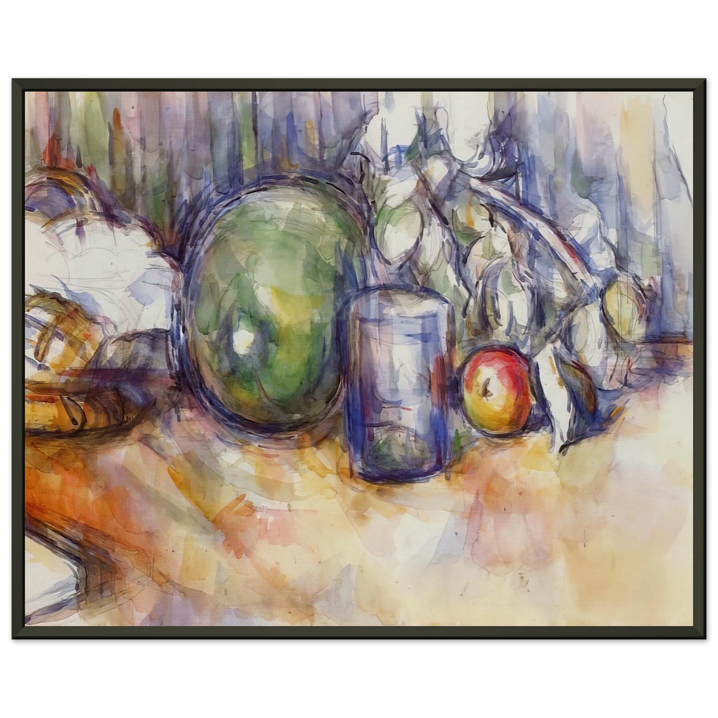 Paul Cezanne  Still Life with Green Melon Framed Art Print  - Aluminum Frame - 70x100 cm / 28x40 inches