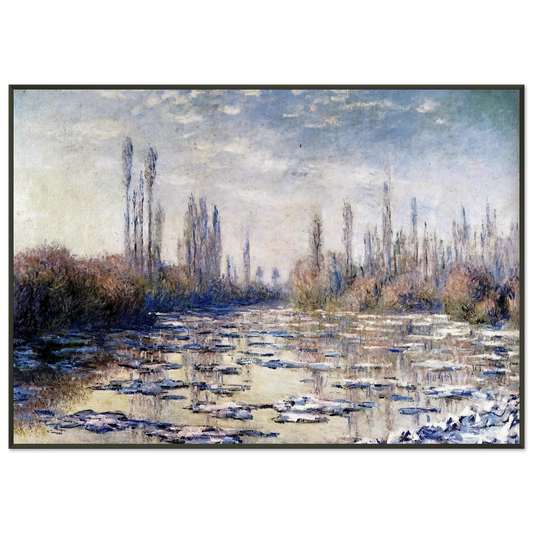 claude monet  Floating Ice Near Vetheuil Framed Art Print  - Aluminum Frame - 21x29.7 cm / 8x12"