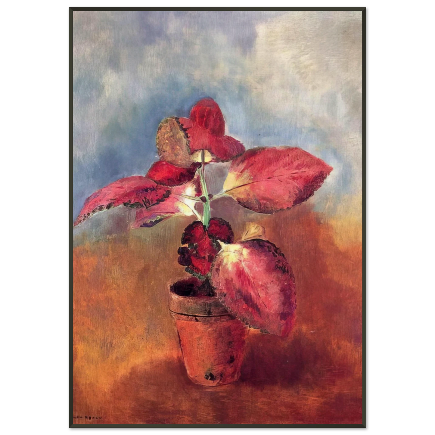 Odilon Redon  BEGONIA IN A POT Framed Art Print  - Aluminum Frame - 21x29.7 cm / 8x12"