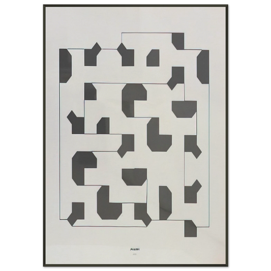 Bruno Munari  Curva di Peano  1975 Framed Art Print  - Aluminum Frame - 21x29.7 cm / 8x12"