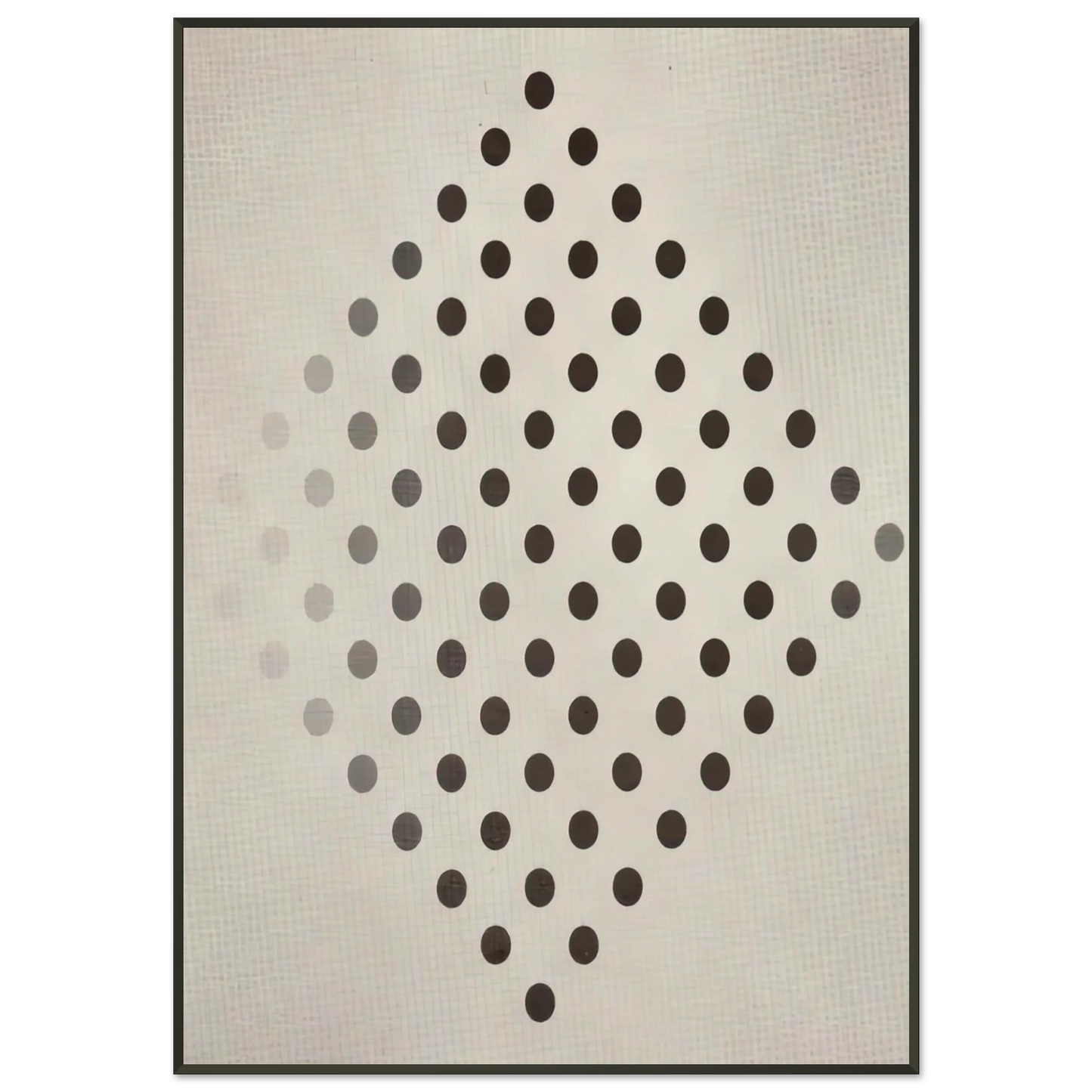 Bridget Riley  BLACK TO WHITE DISKS 1952 Framed Art Print  - Aluminum Frame - 21x29.7 cm / 8x12"