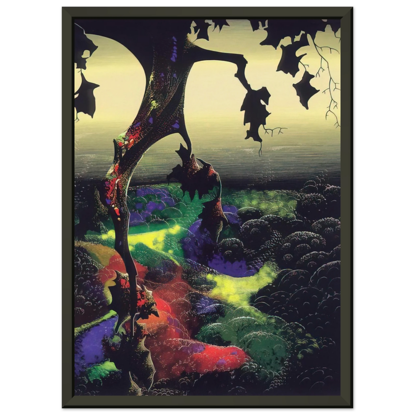 Eyvind Earle  Crimson Red and Gold Framed Art Print  - Aluminum Frame - 60x80 cm / 24x32 inches