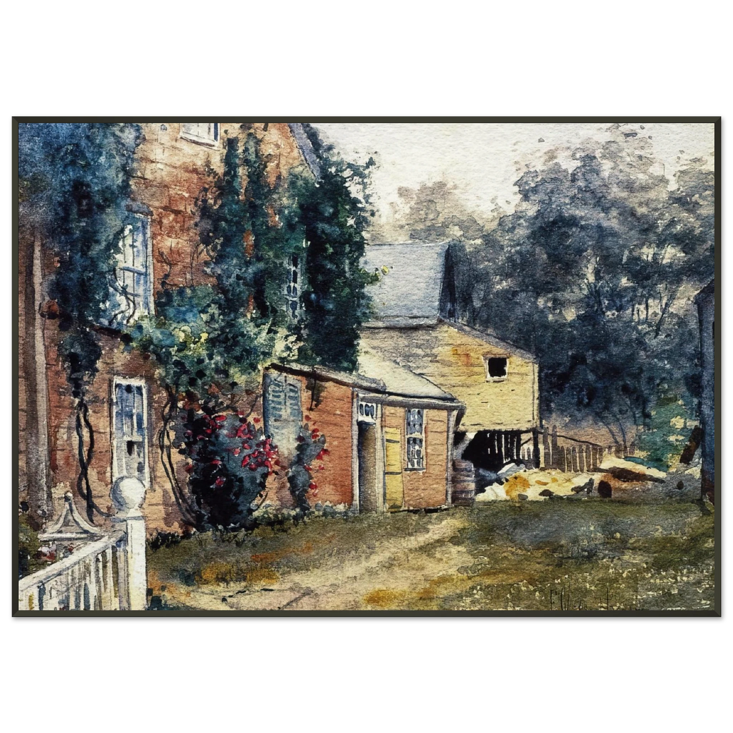 Childe Hassam  Old House Nantucket Framed Art Print  - Aluminum Frame - 21x29.7 cm / 8x12"