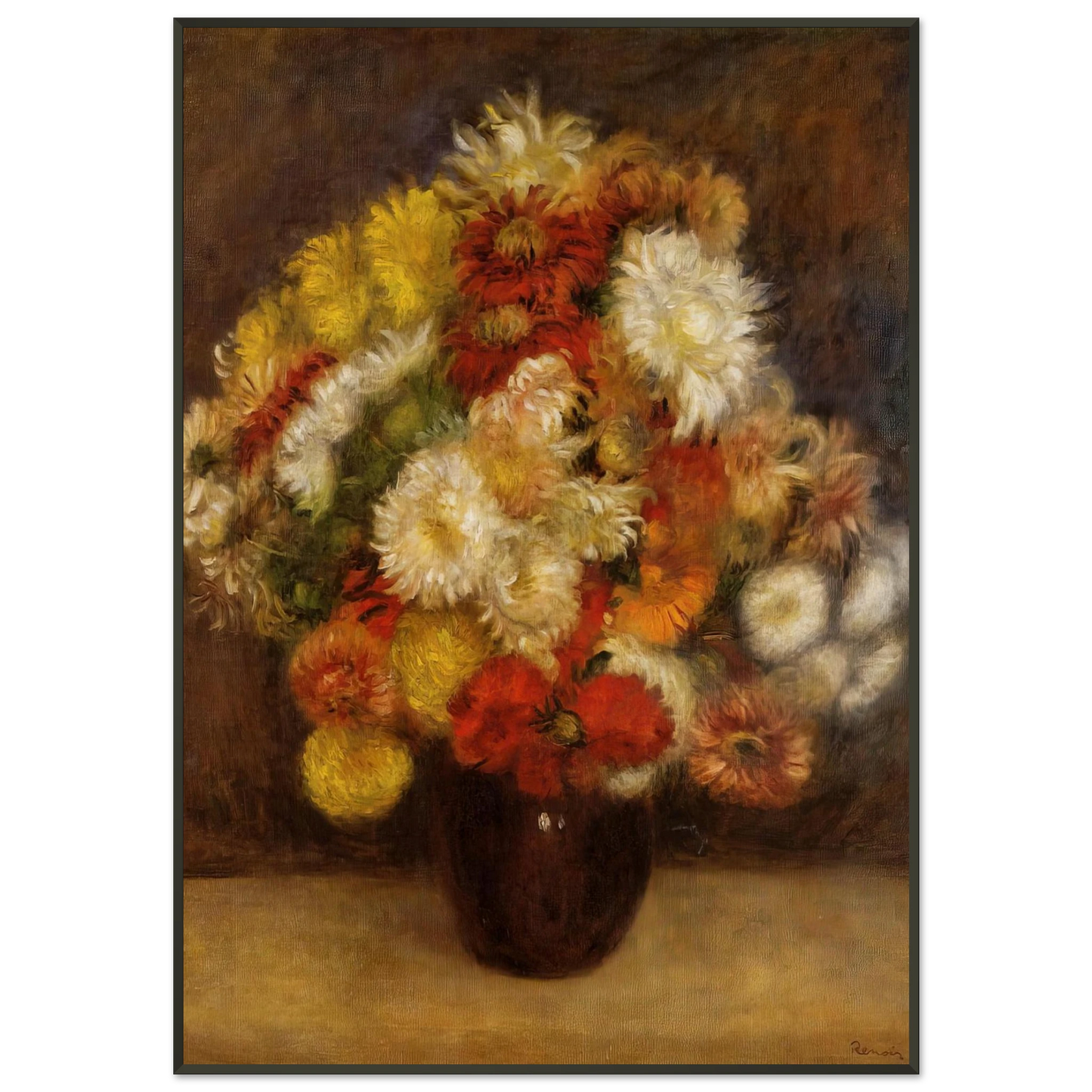 PierreAuguste Renoir  Bouquet of Chrysanthemums Framed Art Print  - Aluminum Frame - 21x29.7 cm / 8x12"